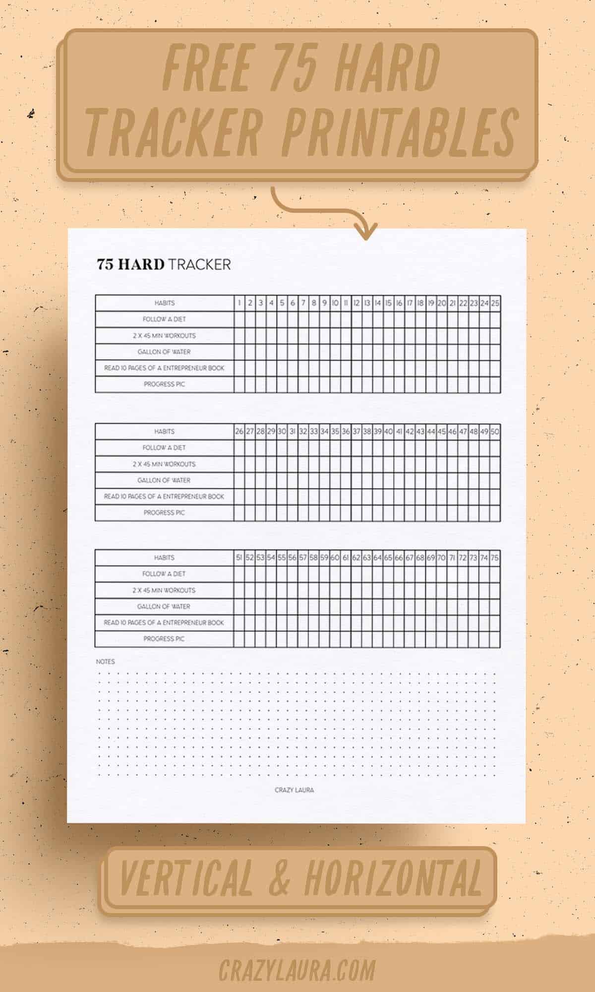 free 75 hard tracker printable with two versions for 2026